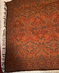 Vintage French Wool Paisley Warm Hues of Red, Orange & Brown ...