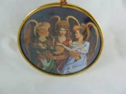 Herald Angel Christmas Art Glass Via Vermont Enesco Painting Artful Ornament | eBay