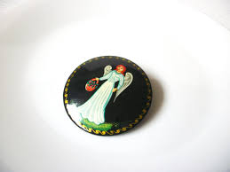 Vintage Russian Signed Lacquered Angel Brooch Pin 121620 – VintageDreamBeads