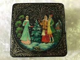 Vintage Russian Lacquer Box, Hand Painted, Signed, Small, 2"X2"x1&1/8" | eBay