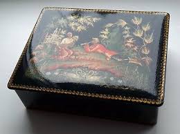 PALEKH 1960's RUSSIAN LACQUER BOX VINTAGE HANDMADE PAPIER ...