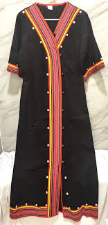 Vintage 1970s Ethnic Long Black Dress Multicolored Trim Button Accents YK | eBay