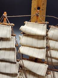 Vintage Wooden Model Three Mast Sailing Ship 9" | eBay