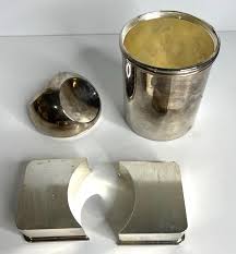 MCM Godinger Silver Plate Ashtray Can W/ Tray & 2 Side Match Holders Art Deco | eBay