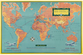 Original 1956 Mid-century Air France World Map Poster - Etsy