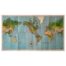 Pan American Airways 1952 World Route Map at 1stDibs | pan ...