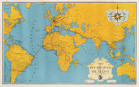 Chisholm Poster - Air France Route Map Yellow