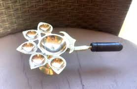 6" Brass Exquisite Panch Aarti Diya Home Temple Hindu Sawan ...