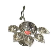 Brass Panch Aarti Diya with Wooden Handle – Traditional Five ...