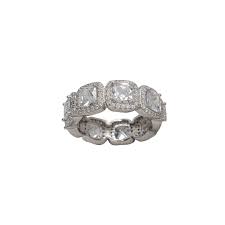 Zirconia Halo Cushion Shape Eternity Band Ring (Silver ...