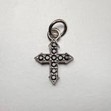 PENDANT CROSS "GLOW" WITH BLACK DIAMONDS | GOLD - Hands Remember