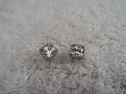 Silvertone Square Rhinestone Stud Pierced Earrings (H5) | eBay