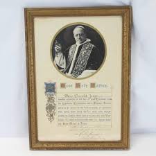 Catholic Pope Pius XI 1929 Signed Benediction Vatican Seal w/Photo Framed | eBay