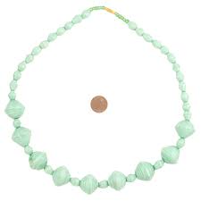 Pastel Green Paper Bead Necklace From Uganda - Recycled ...