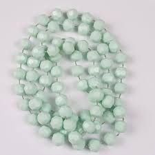 Aqua Seafoam Green Beaded Necklace Single Strand 17" Drop ...