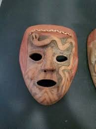 VINTAGE HAND PAINTED NATIVE HANGING WALL ART CLAY MASKS SET ...