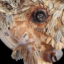 Artist @justinkingdesigns justin king www.justinkingdesigns.com "Bison" #sculptureart #bison #buffalo #animalart #animalsculpture #sculpture #contemporaryart #paperart #papercraft #cardboardart #fauxtaxidermy #taxidermy #americanwest #westernart ...