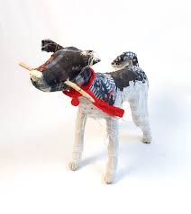 Handmade Paper Mache Dog Fetching Stick Sculpture - Etsy