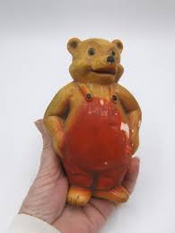Single Vintage Chalkware Bear Bib Overalls Nursery Decor ...