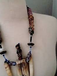 Tribal Clay Heads African Beads Mammal Teeth Handmade Necklace | eBay