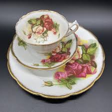 Collingwood Victorian Bone China England Tea Cup Saucer Plate Scalloped Set Rose | eBay