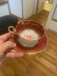AYNSLEY Maroon & Vines with Cabbage Rose & Floral Tea Cup ...