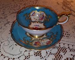 Rare Vintage AYNSLEY # 7700 AQUA BLUE Bone China Teacup & Saucer - Made in England - Etsy