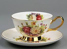 Rose Bone China Coffee Cup Set, Ceramic Tea Mug, European ...