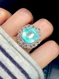 9.68ct Natural Paraiba Tourmaline Ring, Natural Round Cut ...