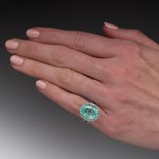 Oval Green Beryl Cocktail Ring 14K White Gold