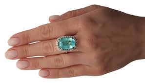 Paraiba tourmaline copper bearing ring gold diamond 14k gia ...