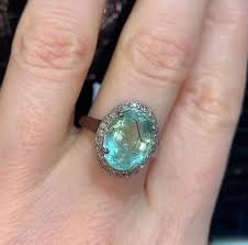 Oval Cut Mint Emerald Gemstone Ring, 925 Sterling Silver ...