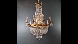Empire Brass Chandelier Crystal Lustre Ceiling Light Antique ...