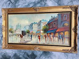 Antonio Devity Oil On Canvas Painting 48 X 24 WET STREETS OF PARIS ooak | eBay