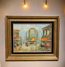 P.G. TIELE ORIGINAL OIL PAINTING FRENCH CAFE STREETSCAPE LANDSCAPE VINTAGE | eBay