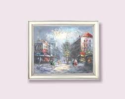 Original French Oil Painting on Canvas Paris Street Scene ...