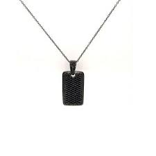 Men's 3Ct Round Lab Created Black Diamond Dog Tag Pendant ...