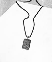 Collar "PAVÉ DOG TAG" para hombres/ Pavé negro para hombres ...