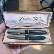 PARKER 51 FOUNTAIN PEN SET of 2 BLUE WITH ORIGINAL HARD CASE | eBay