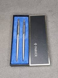 PARKER Arrow Pen/Pencil Company Stainless Steel Boxed Set ...