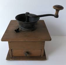 Antique Coffee Grinder Mill Cast Iron & Wood With Hand Crank ...