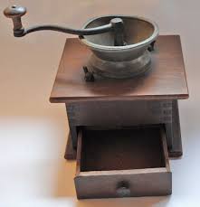 Antique Cast Iron Coffee Grinder, Dovetailed Wooden Base ...