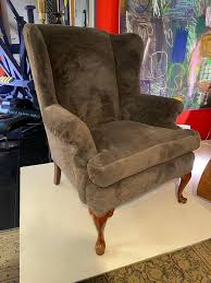 Queen Anne Wingback Chair For Sale at 1stDibs