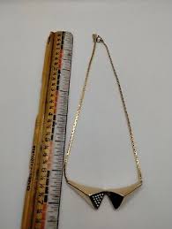 Vintage Designer Signed Emmons Gold Tone Rhinestone Black Relief Collar Necklace | eBay