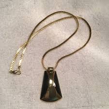 Very Nice Vintage Gold Tone Black & Gold Pendant Necklace | eBay