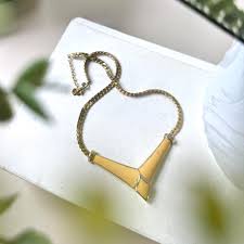 Vintage 1970s Christian Dior V-shaped Gold Plated, Enamel Pendant Necklace, MCM Mid Century Modernist Statement Jewelry, Signed Chr. Dior - Etsy