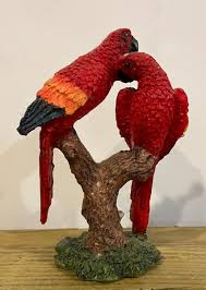 REALISTIC MACAW PARROT BIRDS ON BRANCHES RESIN STATUE MACAW ...