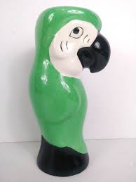 Tiki Parrot Macaw Ceramic Mug Vase Tropical Green 8" Tall | eBay