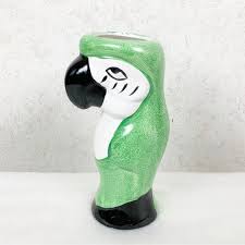 Vintage | Dining | Vintage Green Parrot Macaw Mug Glass Vase ...