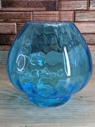 PartyLite P9916 Blue Waves 7" Glass Candle Holder Retired In ...